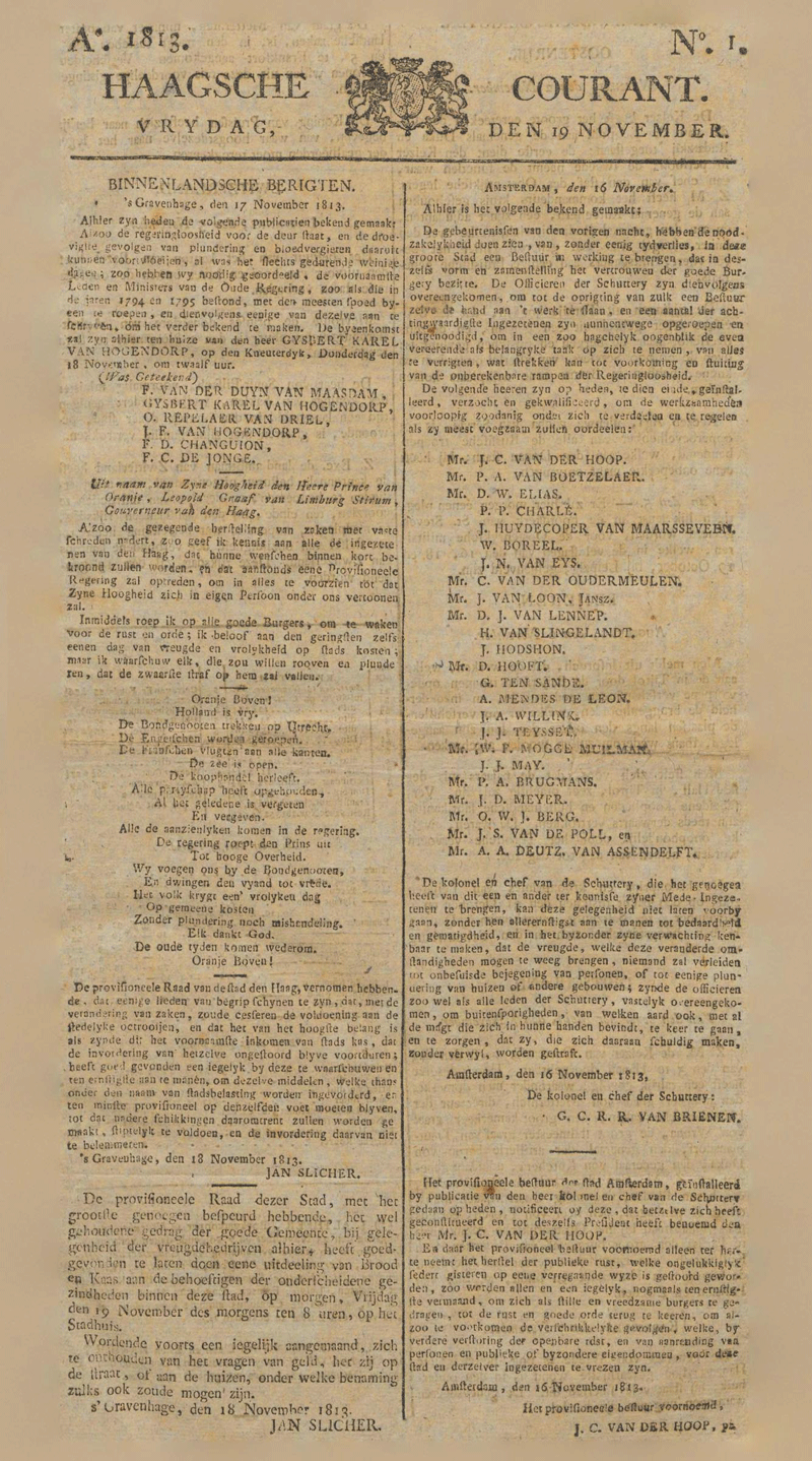 Haagsche Courant 19 november 1813