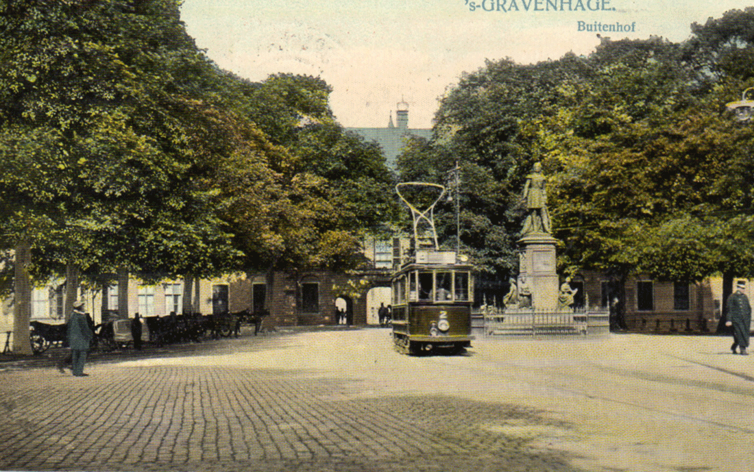 Tram op Buitenhof  ron 1915