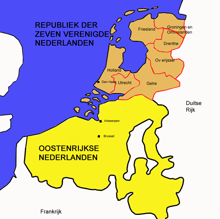 De zeven provinciën van de Republiek der Verenigde Nederlanden