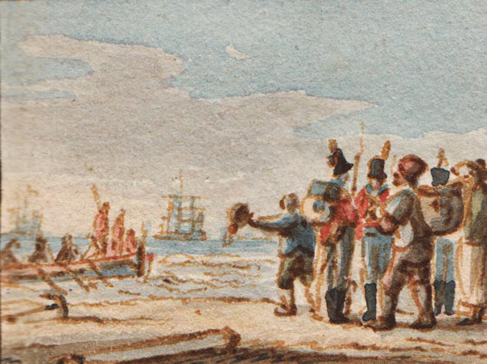 Engelse mariniers landen op het strand van Scheveningen, november 1813
