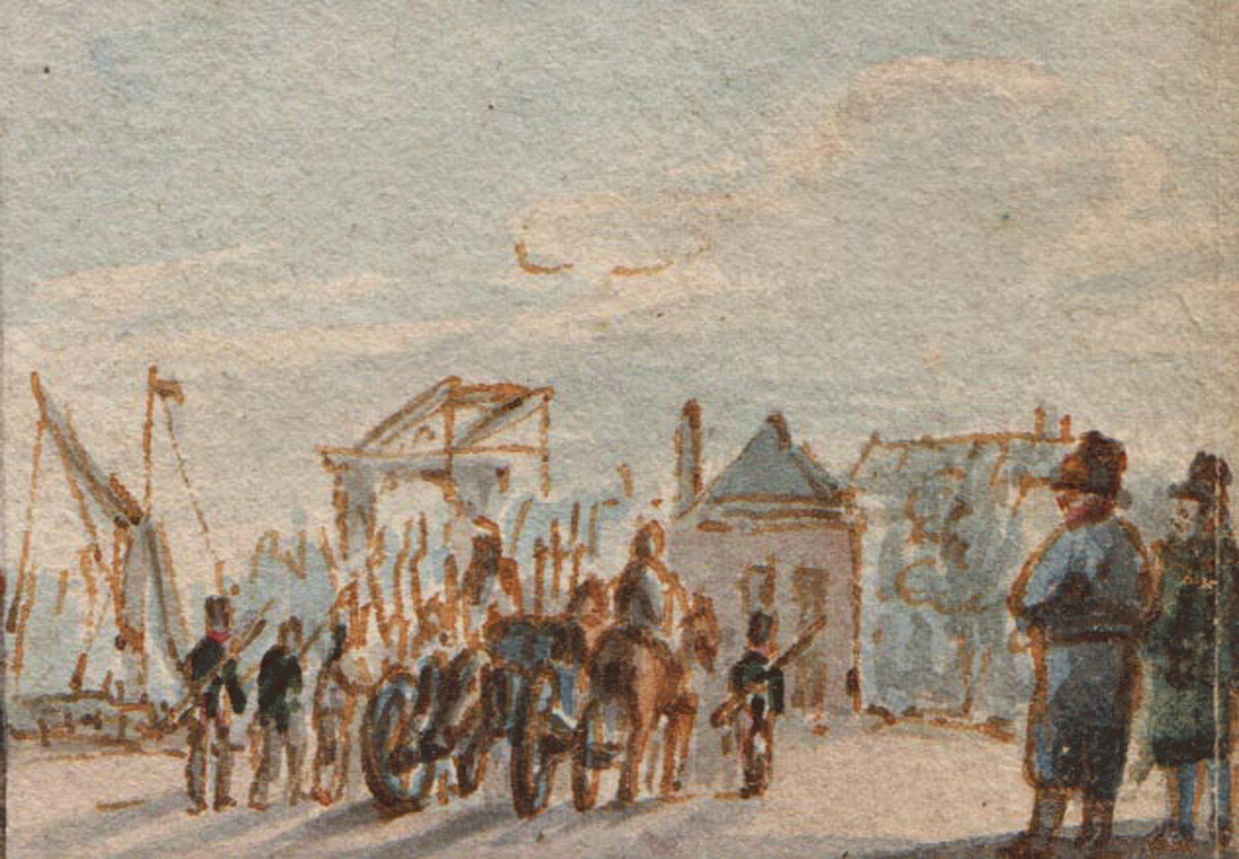 De Fransen vertrekken over de Wagenbrug uit Den Haag, 18 november 1813