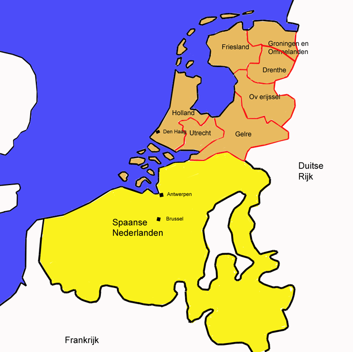 Kaart van de Nederlanden rond 1609