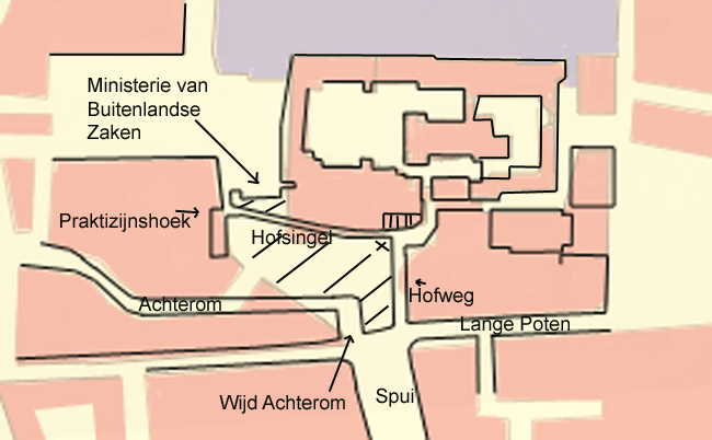 Plattegrond Binnenhof en omgeving 19de eeuw Den Haag