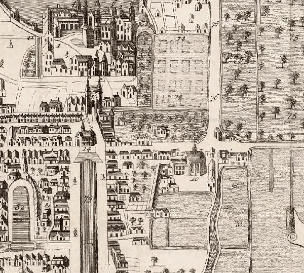 Omgeving van de Bagijnestraat in 1570