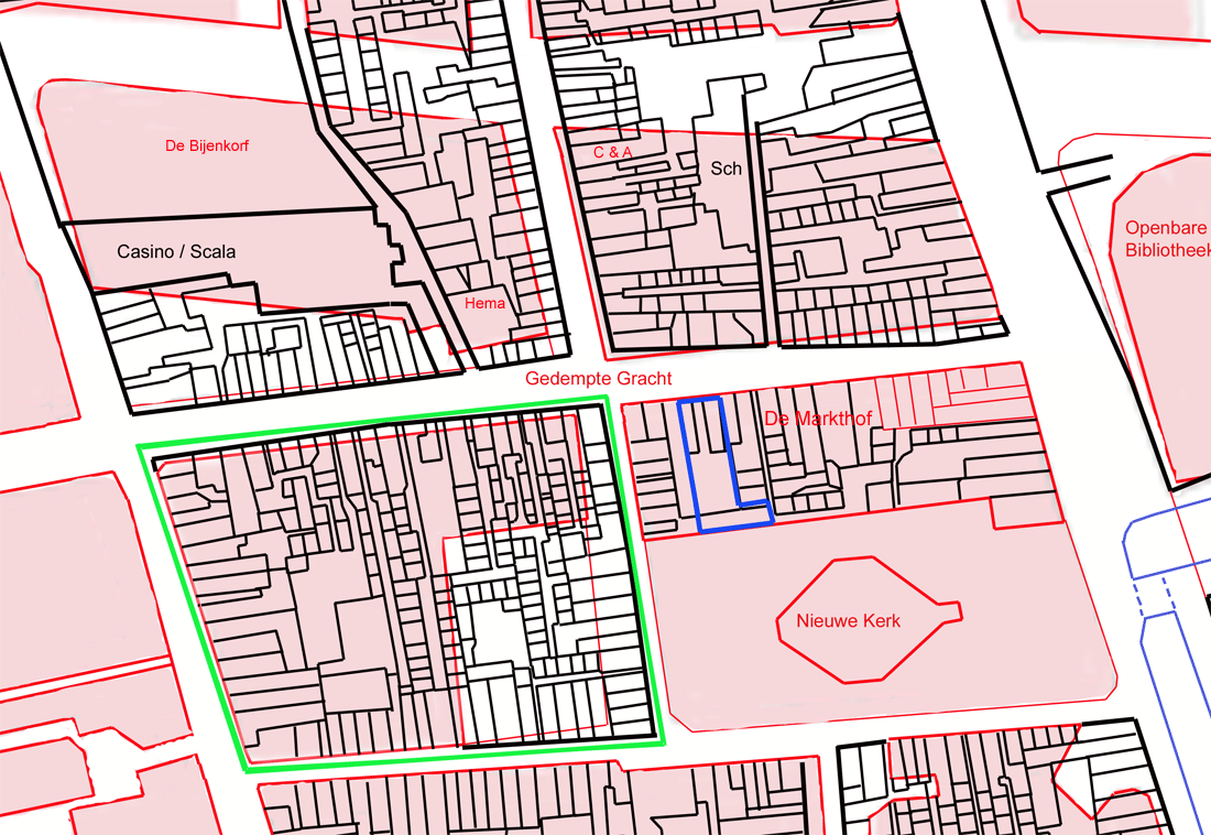 Kaart van Gedempte Gracht en omgeving vroeger