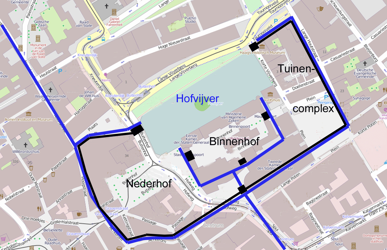 Schets van grafelijk kasteel op het Binnenhof