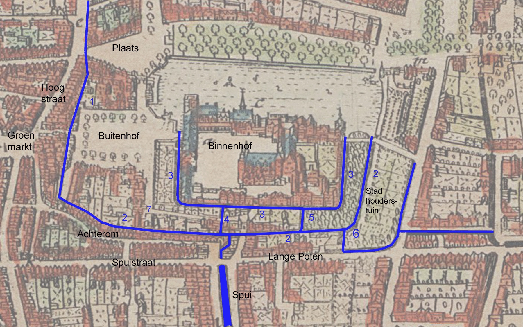 De grachten rond het Binnenhof tot ca. 1635