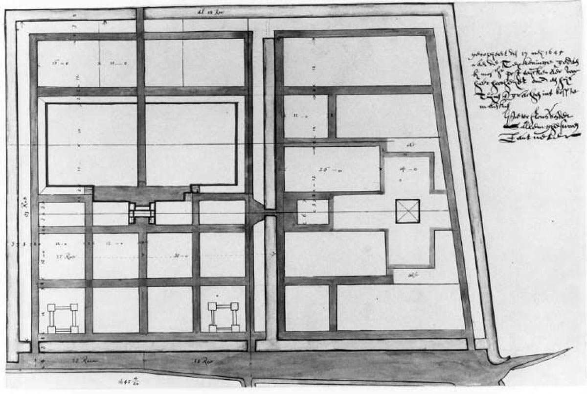 Huis ten Bosch, eerste ontwerp Pieter Post, 1645
